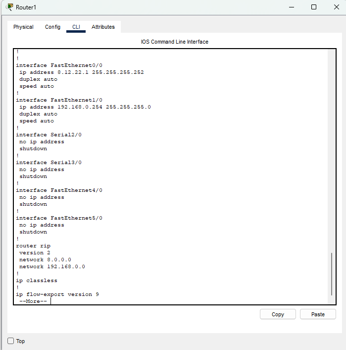 Estratto della configurazione di Router1 — LAN di Alice